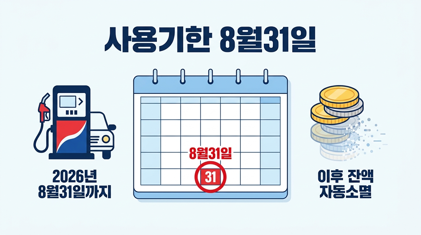 고유가 피해지원금 지급분이 8월 31일 이후에는 자동으로 소멸되므로 반드시 기한 내에 사용해야 한다는 내용을 담은 핵심 정리 타임라인입니다