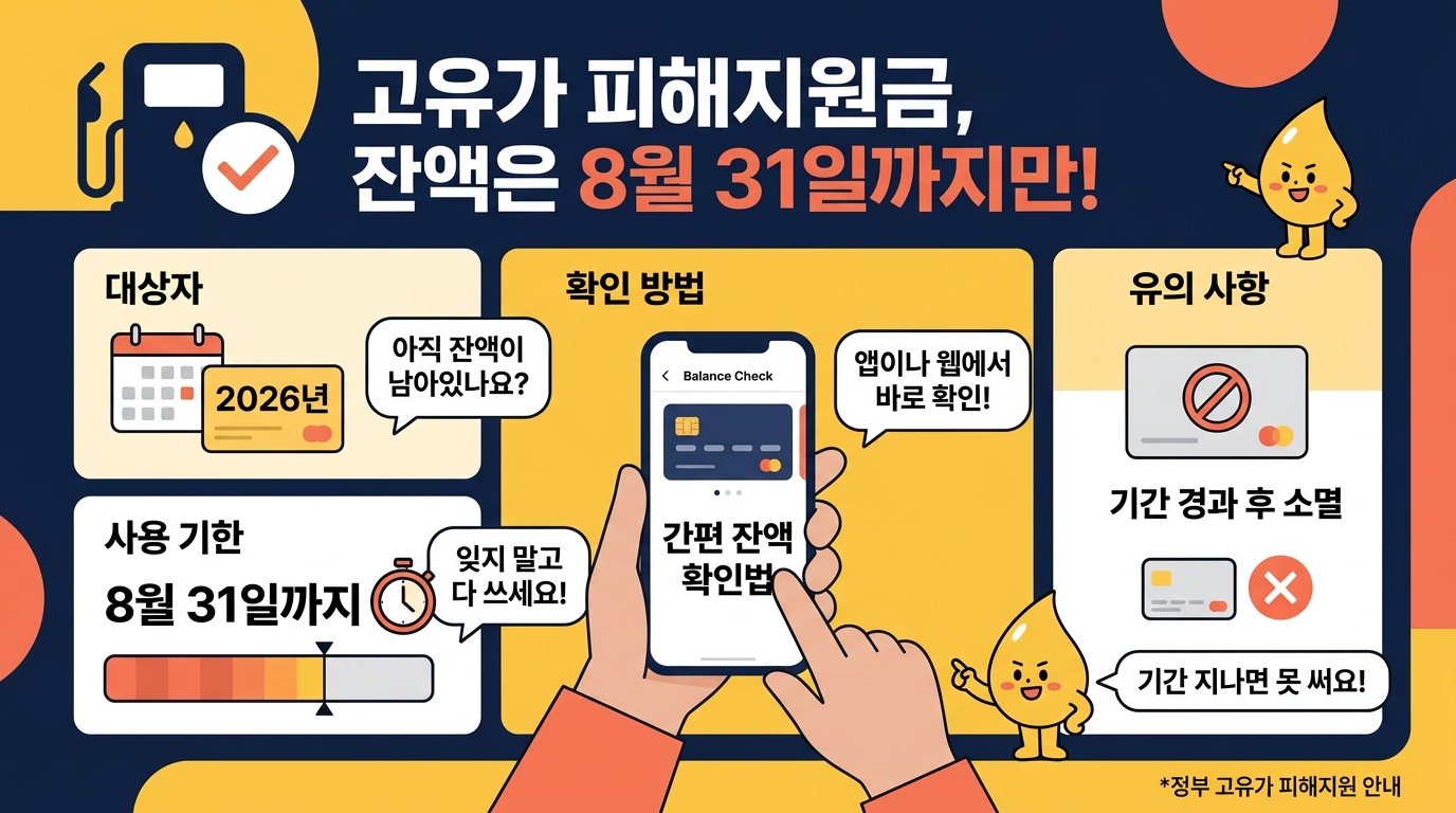 카드사 앱이나 지역사랑상품권 앱을 활용하여 실시간으로 고유가 피해지원금 잔액을 조회하는 방법을 알기 쉽게 구성한 가이드입니다