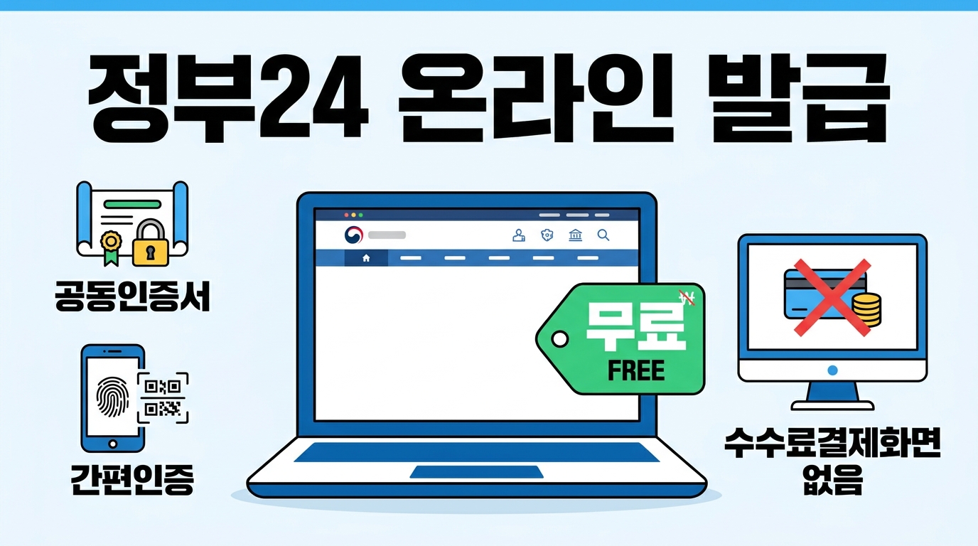 주민등록등본을 온라인 정부24 사이트에서 발급받으면 수수료가 없는 이유를 설명합니다 오프라인과 달리 간편인증만 있으면 즉시 출력이 가능해 매우 효율적인 방법입니다