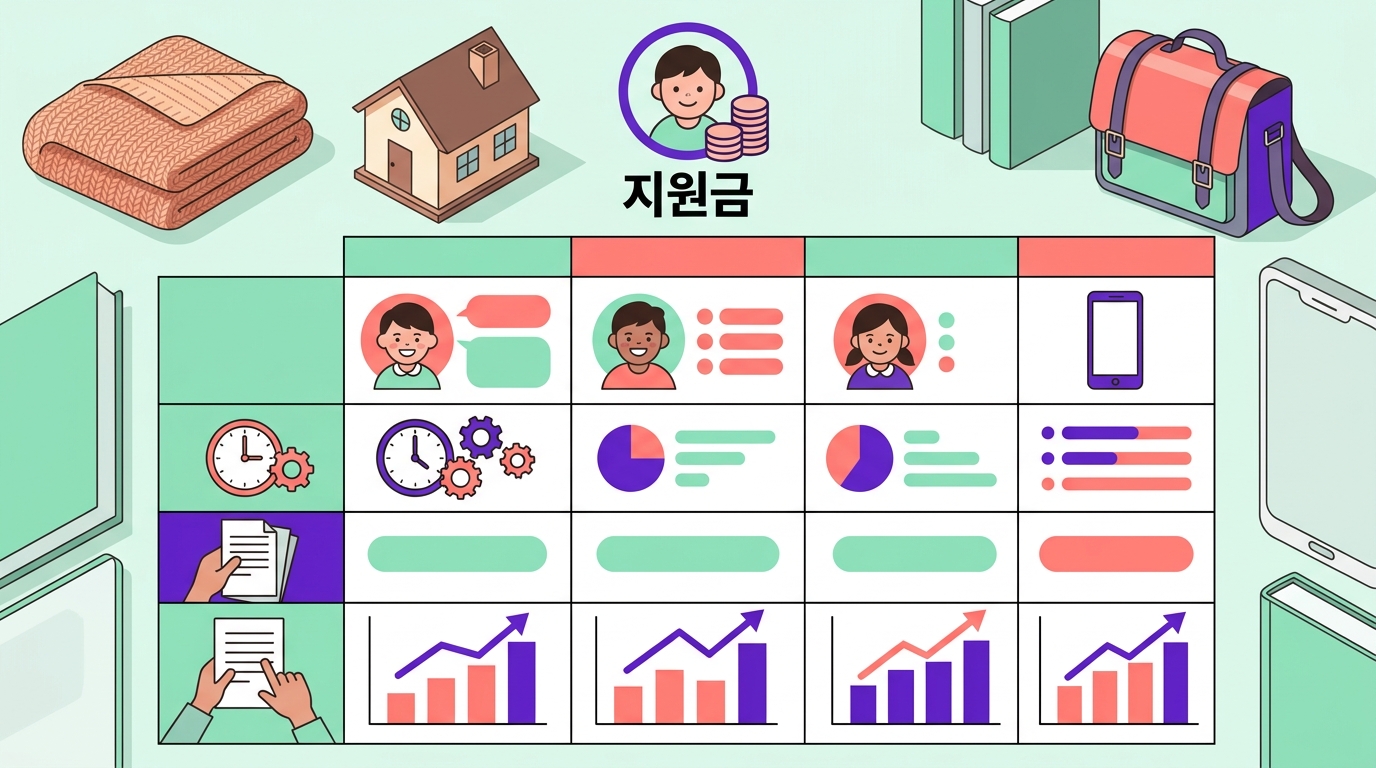 집에서 생활하는 재가 장애아동과 시설 입소 아동의 거주 형태에 따른 수당 차등 지급 기준을 정리한 가이드입니다.