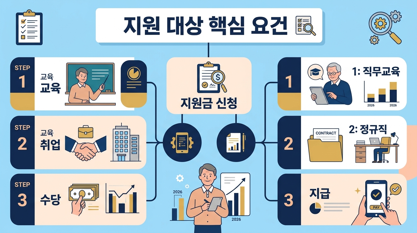 일손부족일자리 동행 인센티브를 받기 위한 필수 요건인 연령 확인과 사전 직업훈련 프로그램 수료 및 특정 업종 취업에 대한 핵심 체크리스트 가이드입니다.