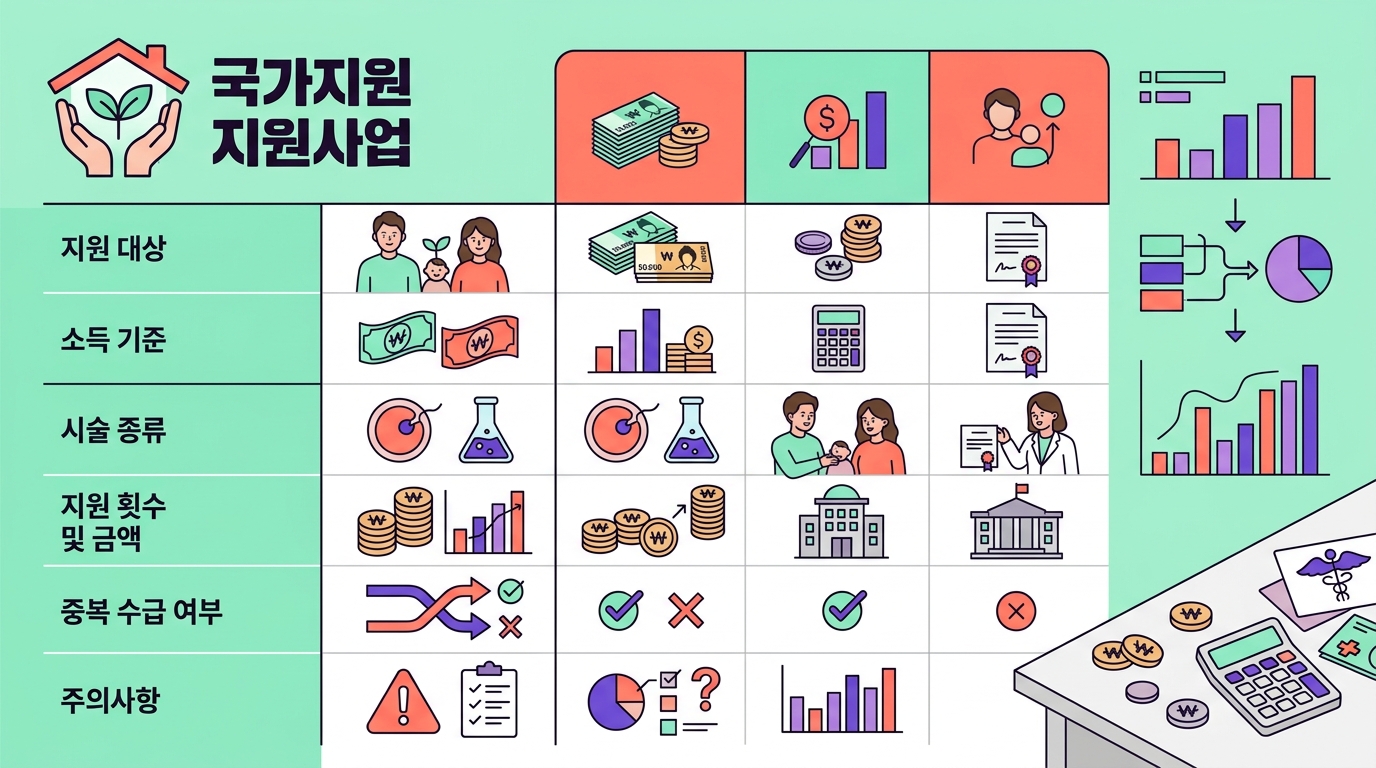 공무원 맞춤형 복지 점수와 정부 지원금의 중복 수급 가능 여부를 판단하기 위한 항목들을 정리한 시각적 가이드입니다.