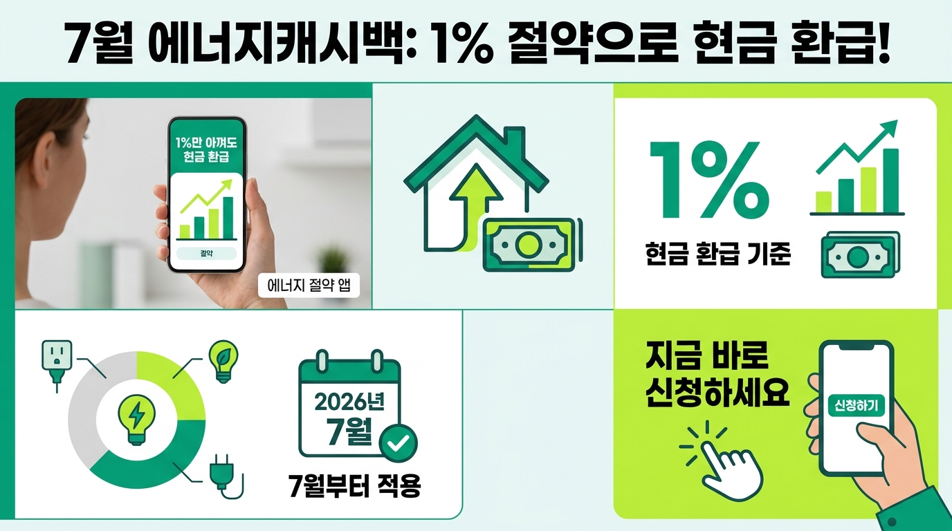 에너지캐시백, 7월부터 1%만 아껴도 환급됩니다 — 지금 신청해야 하는 이유