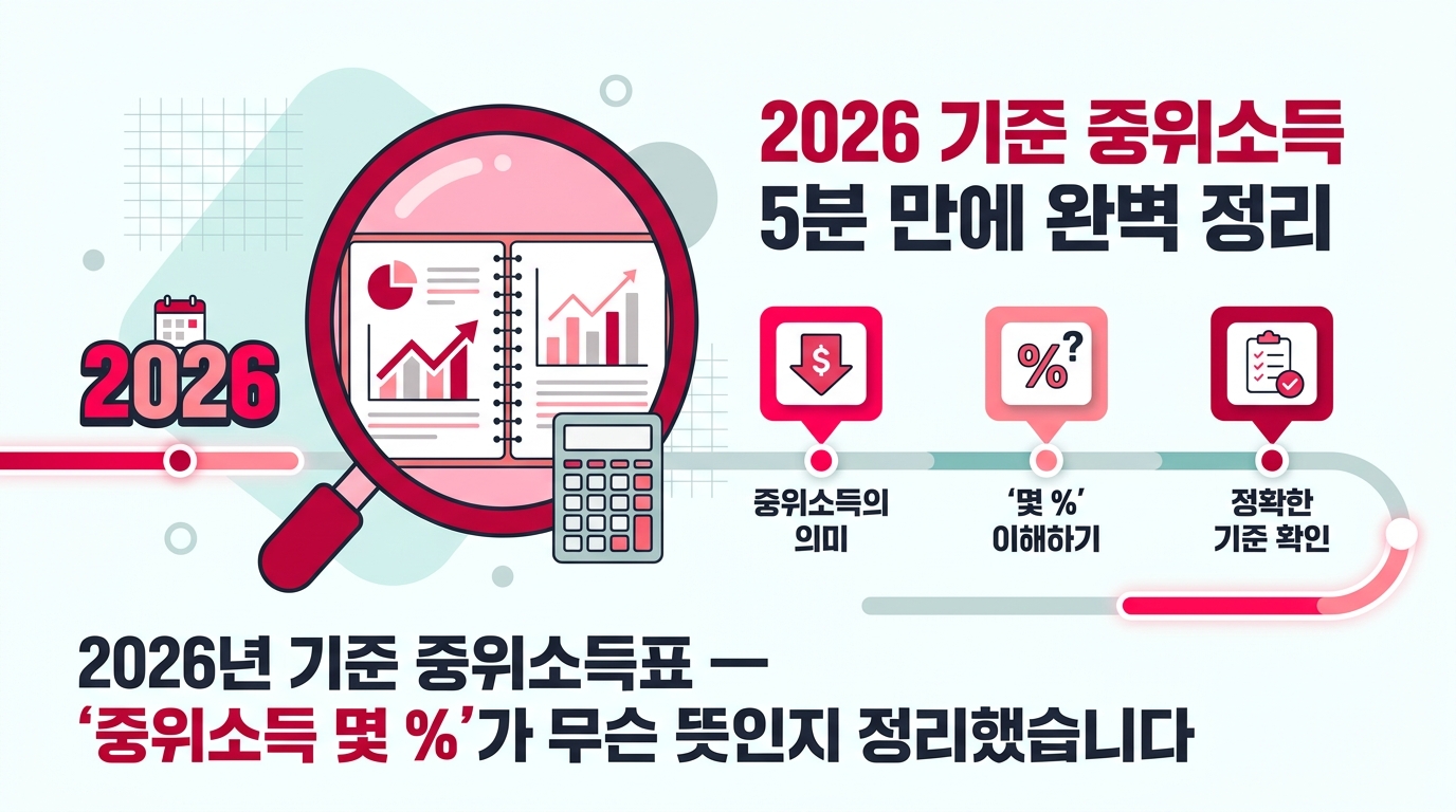 2026년 기준 중위소득표 — '중위소득 몇 %'가 무슨 뜻인지 정리했습니다