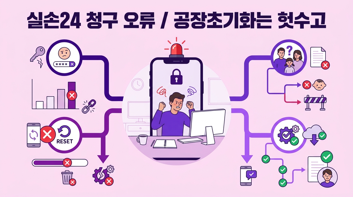 실손24 본인인증 실패 및 자녀 청구 오류, 공장초기화 말고 이렇게 해결하세요
